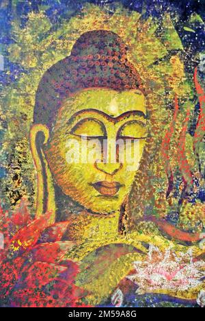 Lord Buddha meditiert Kunstmalerei Stockfoto