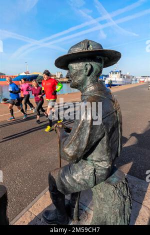 England, Dorset, Poole, Poole Harbour, Statue von Robert Baden-Powell *** Lokale Bildunterschrift *** UK,United Kingdom,Großbritannien,England,English,Br Stockfoto