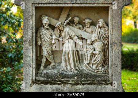 "Deutschland, Gescher, Berkel, Naturpark hohe Mark Westmuensterland, Muensterland, Westfalen, Nordrhein-Westfalen, NRW, Friedhof Gescher, Kreuzweg von Stockfoto