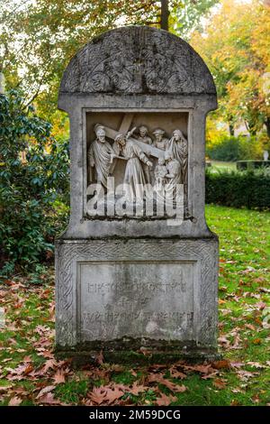 "Deutschland, Gescher, Berkel, Naturpark hohe Mark Westmuensterland, Muensterland, Westfalen, Nordrhein-Westfalen, NRW, Friedhof Gescher, Kreuzweg von Stockfoto