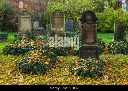 Deutschland, Gescher, Berkel, Naturpark hohe Mark Westmuensterland, Muensterland, Westfalen, Nordrhein-Westfalen, NRW, Judischer Friedhof, Grabmale, Stockfoto