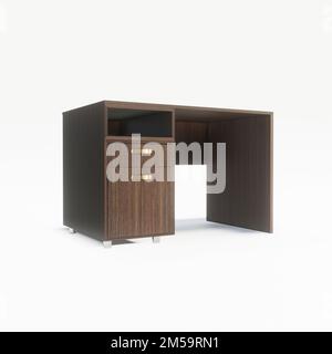 Eleganter Bürotisch aus Holz 3D-Rendering-Bild Stockfoto