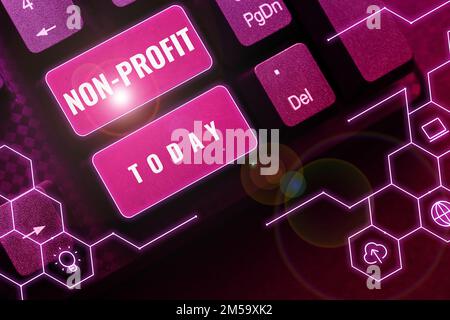 Konzeptionelle Anzeige - gemeinnützige Organisation. Business-Showcase, das Produkte oder Dienstleistungen anbietet, ohne sich dafür zu amortisieren Stockfoto