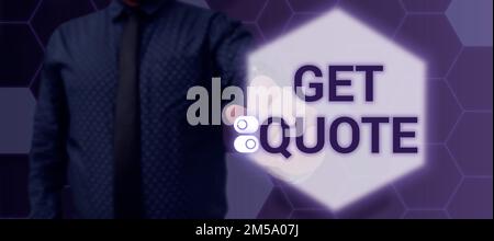 Konzepttitel Angebot abrufen. Ein Wort, das auf den letzten Preis steht, dem ein Käufer und Verkäufer zugestimmt haben Stockfoto