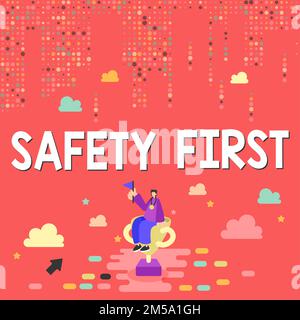 Handschrift Text Sicherheit zuerst. Wort für Vermeidung von unnötigen Risiken sicher leben Vorsicht walten lassen Stockfoto