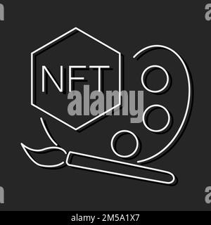 Symbol für NFT-Art-Zeile. Lineares Zeichen für mobiles Konzept und Webdesign. Vektorsymbol für Modellstruktur der Tokenpalette, die nicht fungible ist. Symbol, Logo-Abbildung Stock Vektor