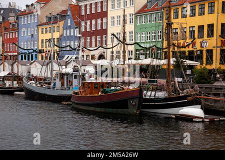 Nyhavn Canal , Weihnachtszeit, Nyhavn Kopenhagen, Dänemark, Europa Stockfoto