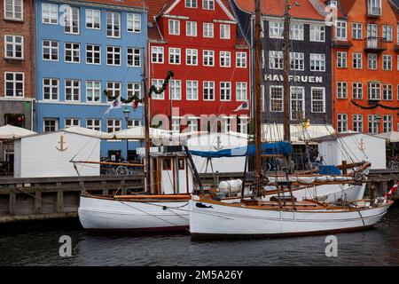 Nyhavn Canal , Weihnachtszeit, Nyhavn Kopenhagen, Dänemark, Europa Stockfoto