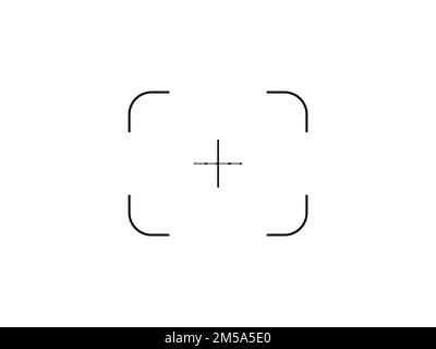 Bildauslöser mit Rahmenraster des Suchers. Zielsymbol für Vektordarstellung für Logo. Stock Vektor