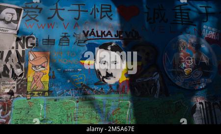 Graffiti von Putin als Hitler in Prag Stockfoto