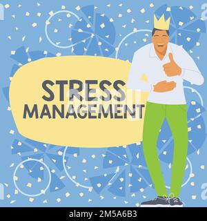 Inspiration mit dem Schild „Stress Management“. Geschäftsansatz Lernen von Verhaltensweisen und Denkweisen, die Stress reduzieren Stockfoto