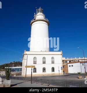 La Farola de Málaga, Leuchtturm aus dem 19. Jahrhundert, Malaga, Spanien, Europa Stockfoto