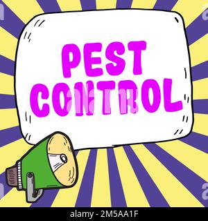 Handgeschriebenes Schild Pest Control. Konzept bedeutet, zerstörerische Insekten zu töten, die Ackerbau und Vieh angreifen Stockfoto