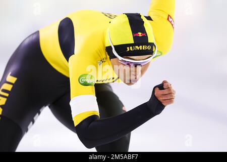 HERENVEEN - Jutta Leerdam in Aktion auf den 500 Metern am ersten Tag des NK Sprint. ANP VINCENT JANNINK Stockfoto