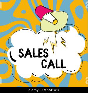Schreiben mit Anzeige von Text Verkaufsbesuch. Konzept, das einen Telefonanruf eines Vertriebsmitarbeiters eines Unternehmens bedeutet Stockfoto