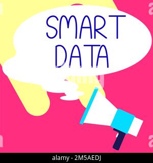 Schild mit Smart-Daten. Geschäftsbeispiele für digitale Informationen, die zur weiteren Konsolidierung formatiert sind Stockfoto