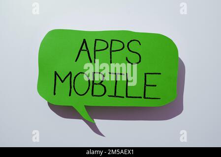 Konzeptionelle Darstellung Apps Mobile. Ein Wort, das auf einem Computerprogramm geschrieben wurde, das auf einem tragbaren Telefongerät ausgeführt werden kann Stockfoto