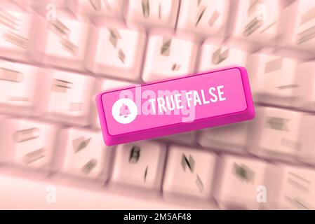 Textbeschriftung mit True False. Geschäftsidee ein Test, der aus einer Reihe von zu kennzeichnenden Aussagen besteht Stockfoto