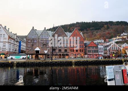 Blick auf den Hafen von Bergen in Norwegen Stockfoto