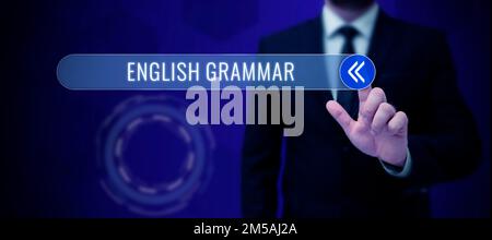 Konzeptionelle Anzeige englische Grammatik. Kurse zu Geschäftsideen decken alle Ebenen des englischen Sprech- und Schreibens ab Stockfoto