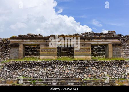 Der Palast, Mitla, eine mesoamerikanische archäologische Stätte der Zapotekenzivilisation, Oaxaca-Tal, Mexiko Stockfoto