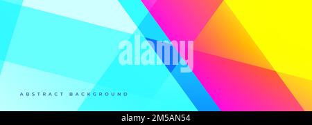Farbenfrohes, abstraktes, modernes breites Banner mit geometrischen Formen. Farbiger abstrakter Hintergrund. Vektordarstellung. Stock Vektor
