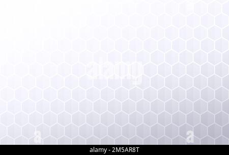 Muster grauer geometrischer 3D-Sechsecke oder Würfelformen auf Weiß. Abstrakter, hochauflösender Vollformathintergrund mit Lichteffekt. Speicherplatz kopieren. Stockfoto