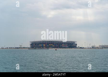 Stadium 974, früher bekannt als Ras Abu Aboud Stadium, ist ein Fußballstadion, das in Doha, Katar, für die FIFA-Weltmeisterschaft 2022 gebaut wird. Stockfoto