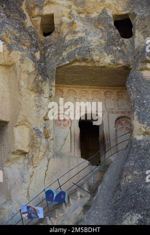 Eintritt, Maltesische Kreuzkirche, Freilichtmuseum Goreme, Goreme, Nevsehir, Truthahn Stockfoto