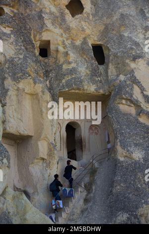 Eintritt, Maltesische Kreuzkirche, Freilichtmuseum Goreme, Goreme, Nevsehir, Truthahn Stockfoto