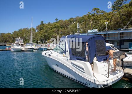 Bootsanleger von Pittwater Sydney Stockfoto