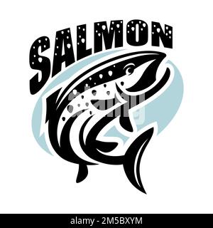 Modernes und kreatives Lachsfischlogo Stock Vektor