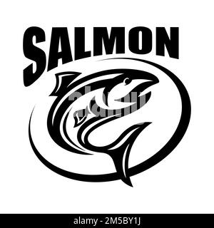 Modernes und kreatives Lachsfischlogo Stock Vektor