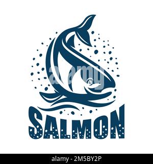 Modernes und kreatives Lachsfischlogo Stock Vektor