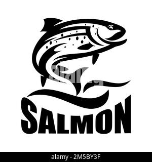 Modernes und kreatives Lachsfischlogo Stock Vektor
