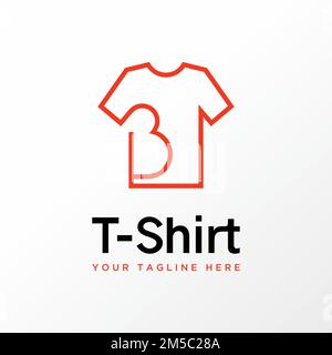 Einzigartige T-Shirt-Linie wie Buchstabe B Schriftbild Grafiksymbol Logo Design abstraktes Konzept Vektorsymbol für Kleidungssport oder Initialen Stock Vektor