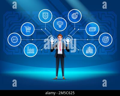 Virtual-Reality-Konzept. Vektordarstellung. Stock Vektor