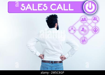 Text für Anruf bei Inspiration. Wort für einen Telefonanruf, der von einem Vertriebsmitarbeiter eines Unternehmens getätigt wurde Stockfoto