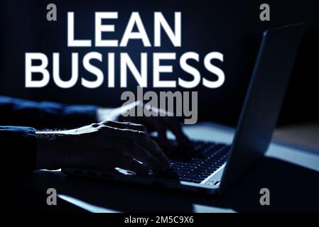 Schild mit der Aufschrift Lean Business. Verbesserung der Geschäftsidee zur Minimierung von Verschwendung ohne Einbußen bei der Produktivität Stockfoto