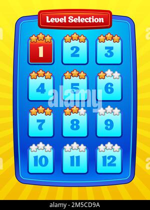 Spiel-UI. Level-Auswahl. Vector eps 10. Stock Vektor