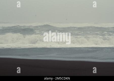 Große Wellen Rollen auf dem Foto der Strandlandschaft Stockfoto