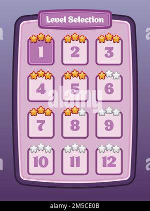 Spiel-UI. Level-Auswahl. Vector eps 10. Stock Vektor