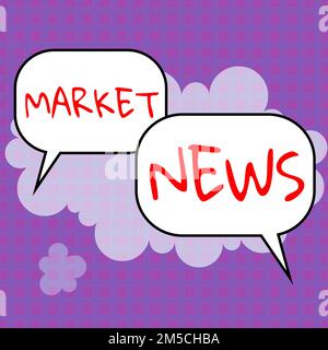 Textzeichen mit Marktneuigkeiten. Business Showcase Commercial Notice Trade Report Market Update Corporate Insight Stockfoto