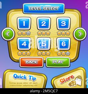 Spiel-UI. Level-Auswahl. Vector eps 10. Stock Vektor