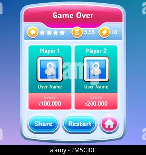 Spiel-UI. Spiel über Bildschirm. Vector eps 10. Stock Vektor