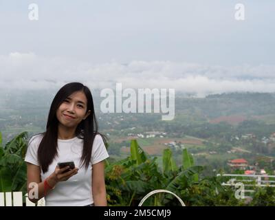 Frau Asain und Nationalität Thai und Mountain in Phetchabun, Thailand. Stockfoto