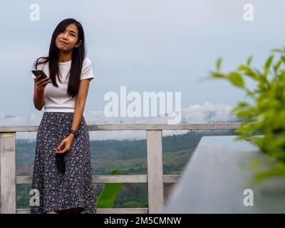 Frau Asain und Nationalität Thai und Mountain in Phetchabun, Thailand. Stockfoto