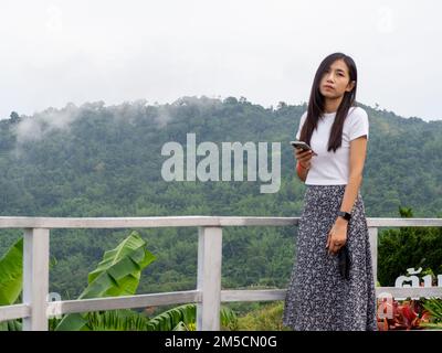 Frau Asain und Nationalität Thai und Mountain in Phetchabun, Thailand. Stockfoto