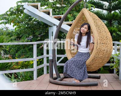 Frau Asain und Nationalität Thai und Mountain in Phetchabun, Thailand. Stockfoto