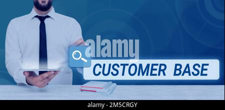 Konzeptionelle Überschrift Kundenbasis. Geschäftskonzept ermutigen Sie Kunden, Ihre Marke zu kaufen Stockfoto